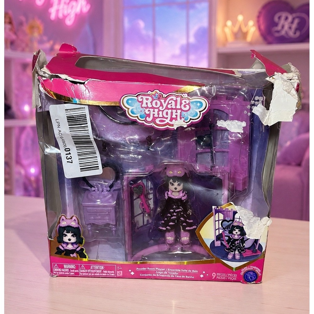 Jazwares Roblox Royale High Dark Fairy Powder Room Playset 9pc New Damaged Box